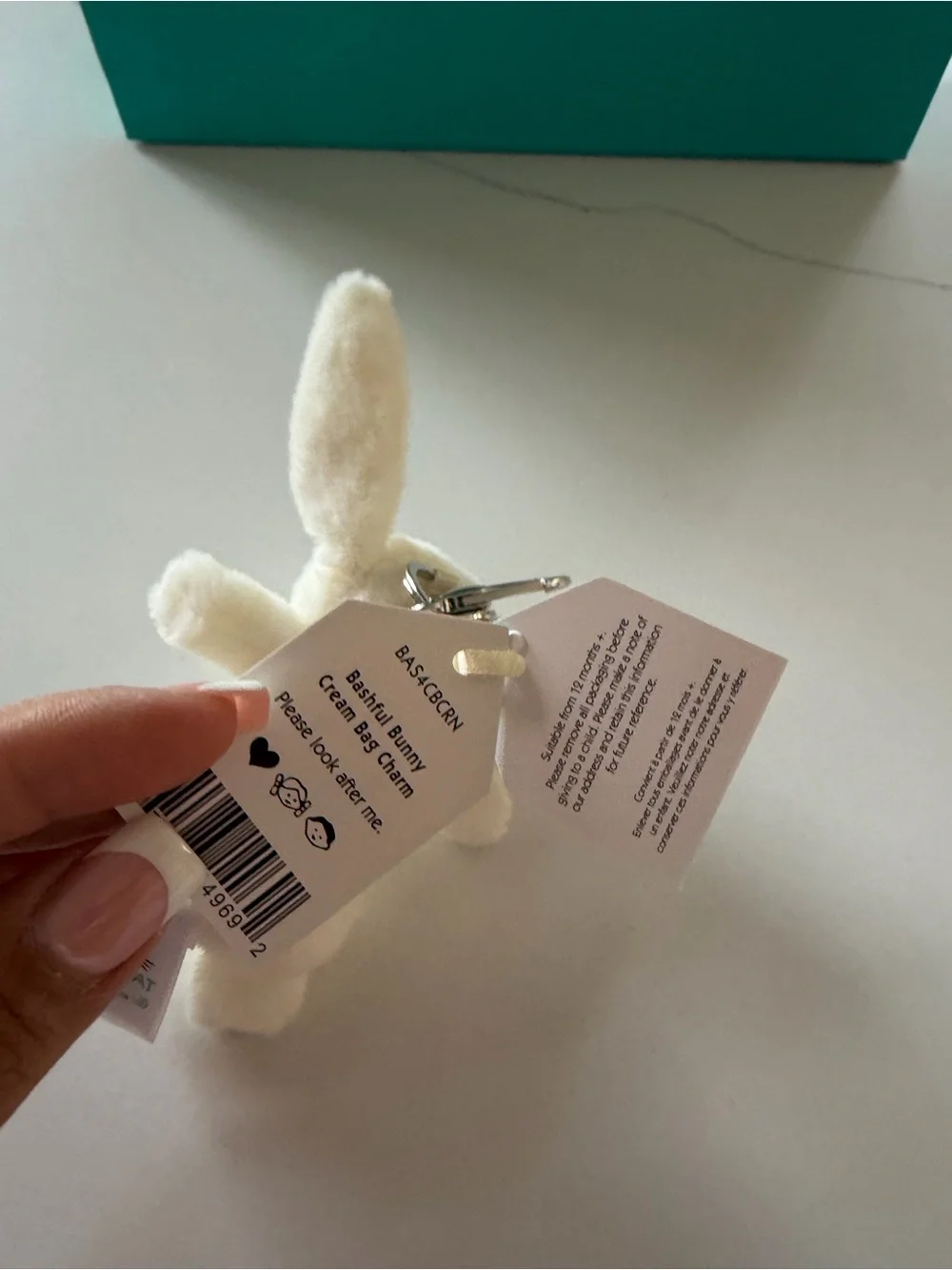 Jellycat Bunny Keychain - White and Gray